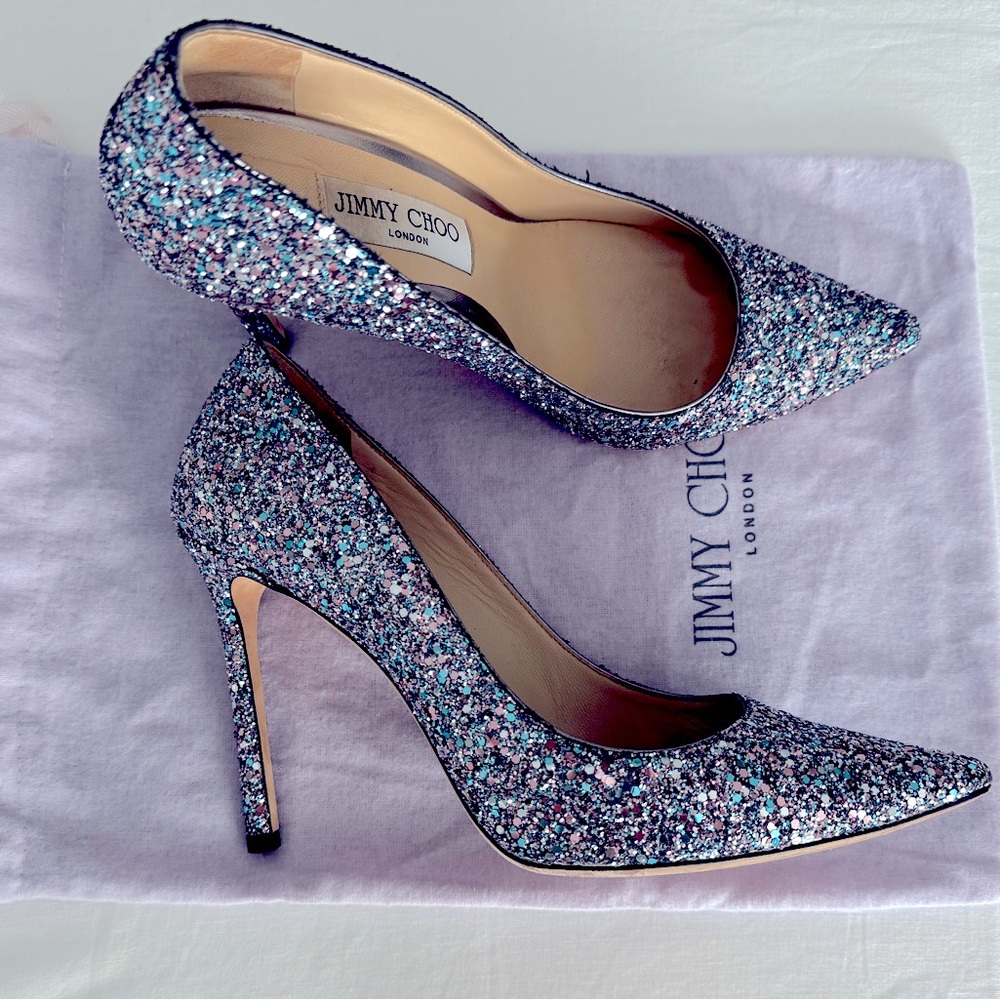 Jimmy Choo Romy 85 Glitter Pumps